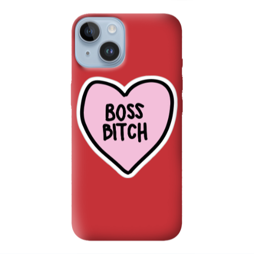 Apple iPhone 14 Plus Boss Bitch Red Colored Silicone TPU Θήκη