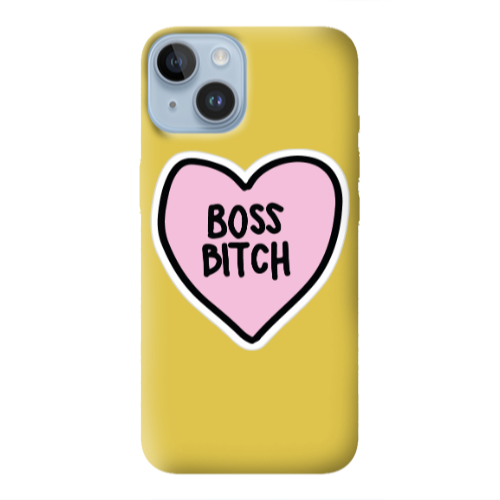 Apple iPhone 14 Plus Boss Bitch Yellow Colored Silicone TPU Θήκη