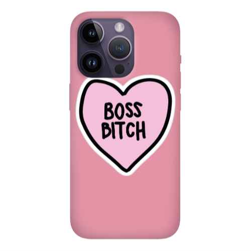 Apple iPhone 14 Pro Max Boss Bitch Pink Colored Silicone TPU Θήκη