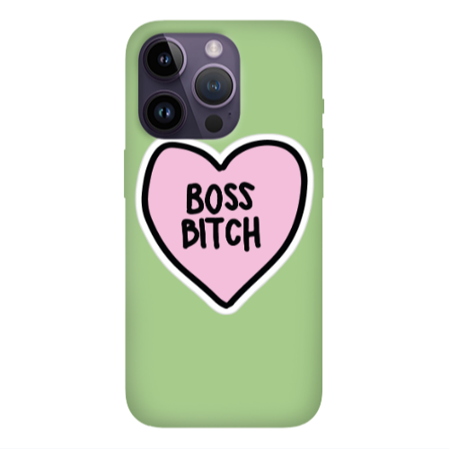 Apple iPhone 14 Pro Max Boss Bitch Light Green Colored Silicone TPU Θήκη