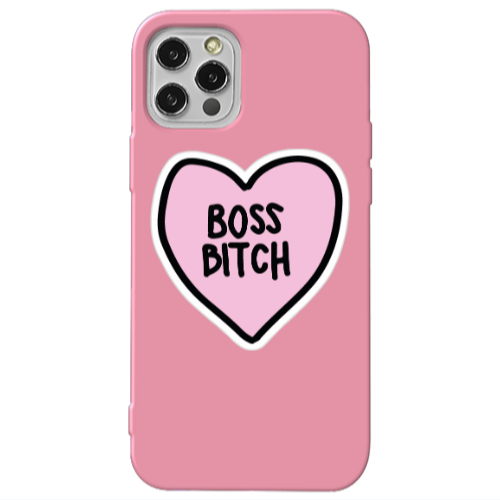 Apple iPhone 13 Pro Boss Bitch Pink Colored Silicone TPU Θήκη
