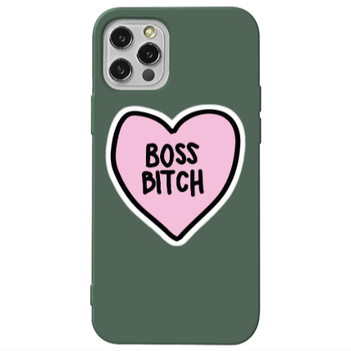 Apple iPhone 13 Pro Boss Bitch Dark Green Colored Silicone TPU Θήκη