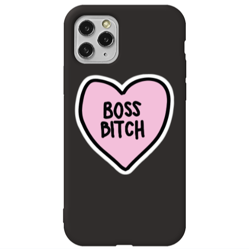 Apple iPhone 11 Pro Max Boss Bitch Black Colored Silicone TPU Θήκη