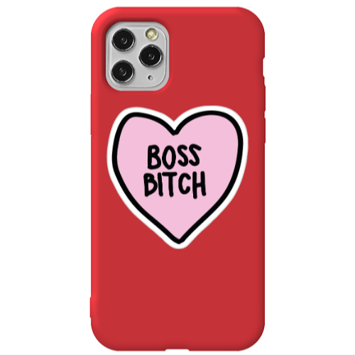 Apple iPhone 11 Pro Max Boss Bitch Red Colored Silicone TPU Θήκη