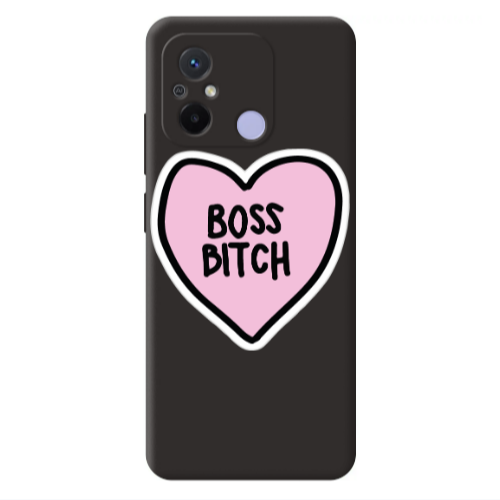 Xiaomi Redmi 12C Boss Bitch Black Colored Silicone TPU Θήκη