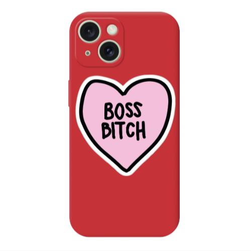 Apple iPhone 15 Boss Bitch Red Colored Silicone TPU Θήκη