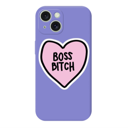 Apple iPhone 15 Plus Boss Bitch Purple Colored Silicone TPU Θήκη