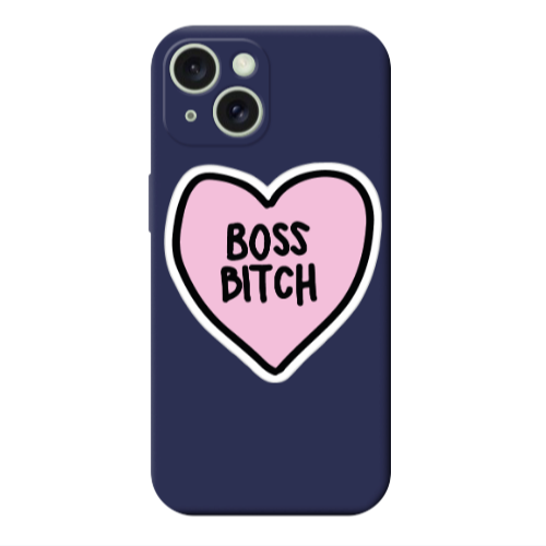Apple iPhone 15 Plus Boss Bitch Dark blue Colored Silicone TPU Θήκη