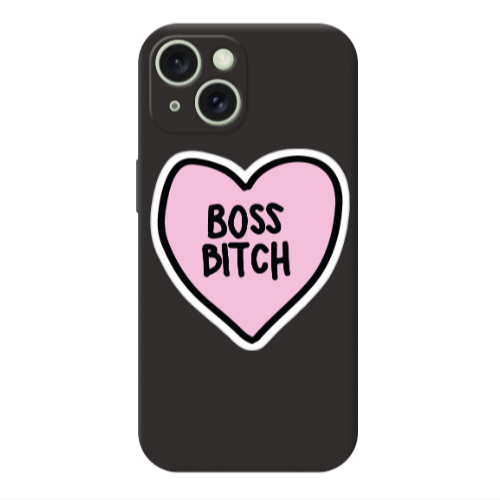 Apple iPhone 15 Plus Boss Bitch Black Colored Silicone TPU Θήκη