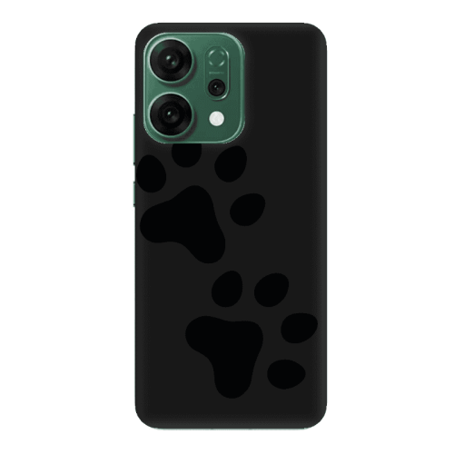 Oppo RENO 14 Paws Black Colored Silicone TPU Θήκη