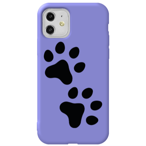 Apple iPhone 11  Paws Purple Colored Silicone TPU Θήκη