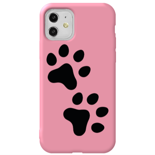Apple iPhone 11  Paws Pink Colored Silicone TPU Θήκη