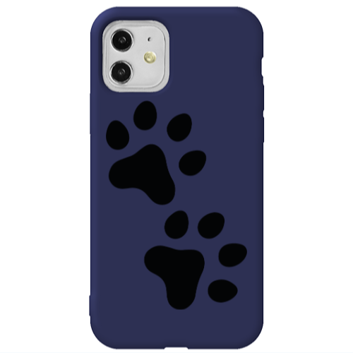 Apple iPhone 11  Paws Dark blue Colored Silicone TPU Θήκη