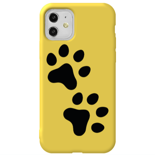 Apple iPhone 11  Paws Yellow Colored Silicone TPU Θήκη