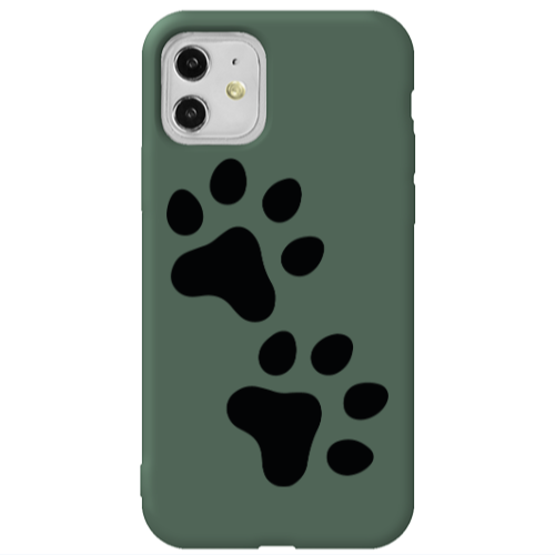 Apple iPhone 11  Paws Dark Green Colored Silicone TPU Θήκη