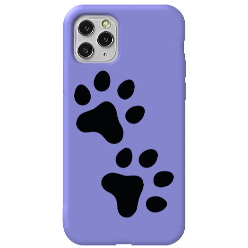 Apple iPhone 11 Pro Paws Purple Colored Silicone TPU Θήκη