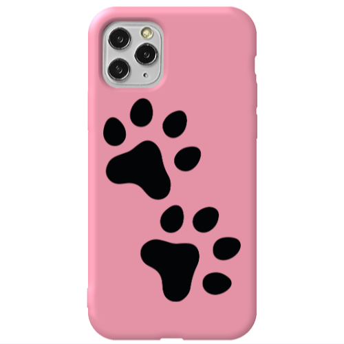 Apple iPhone 11 Pro Paws Pink Colored Silicone TPU Θήκη