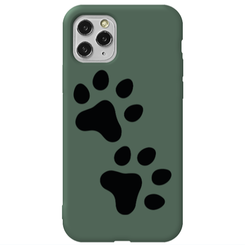 Apple iPhone 11 Pro Paws Dark Green Colored Silicone TPU Θήκη