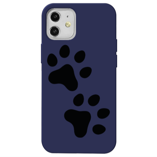 Apple iPhone 12 Paws Dark blue Colored Silicone TPU Θήκη