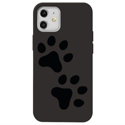 Apple iPhone 12 Paws Black Colored Silicone TPU Θήκη