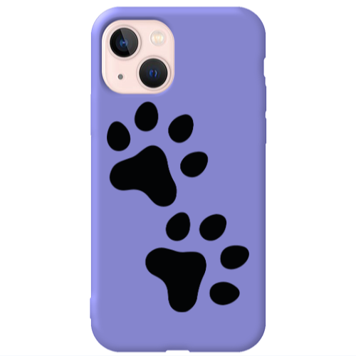 Apple iPhone 13 Paws Purple Colored Silicone TPU Θήκη