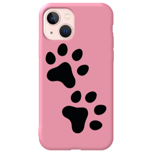 Apple iPhone 13 Paws Pink Colored Silicone TPU Θήκη