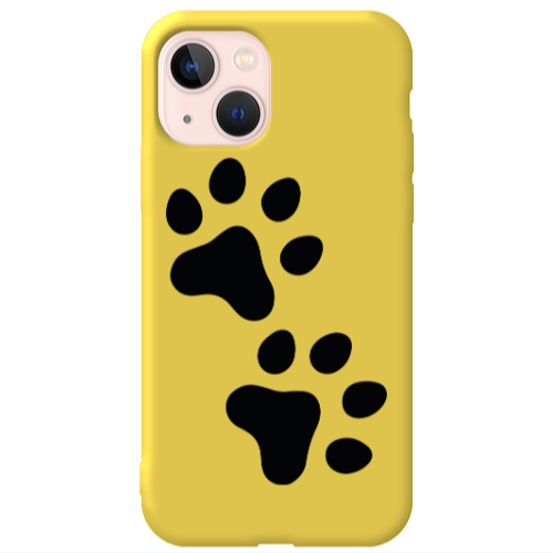 Apple iPhone 13 Paws Yellow Colored Silicone TPU Θήκη