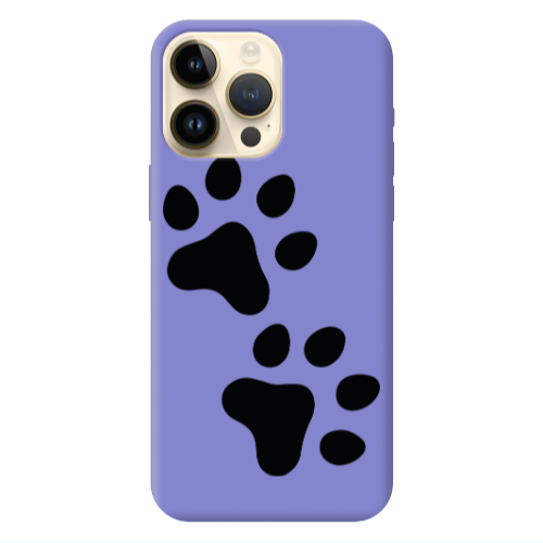 Apple iPhone 13 Pro Max Paws Purple Colored Silicone TPU Θήκη