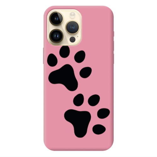 Apple iPhone 13 Pro Max Paws Pink Colored Silicone TPU Θήκη