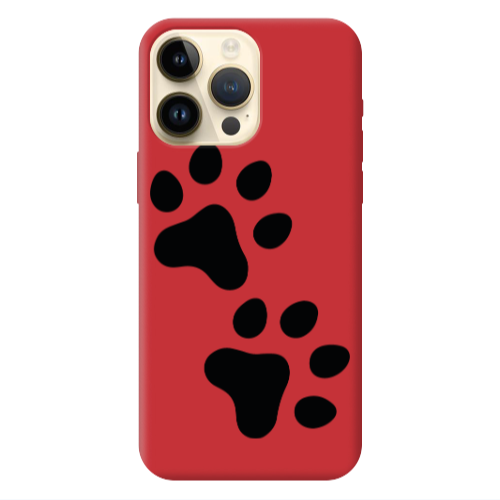 Apple iPhone 13 Pro Max Paws Red Colored Silicone TPU Θήκη