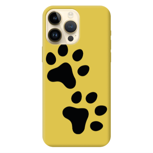 Apple iPhone 13 Pro Max Paws Yellow Colored Silicone TPU Θήκη