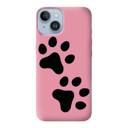 Apple iPhone 14  Paws Pink Colored Silicone TPU Θήκη