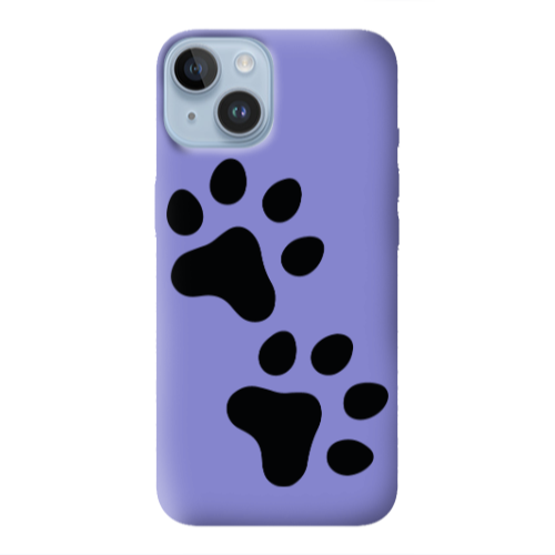 Apple iPhone 14 Plus Paws Purple Colored Silicone TPU Θήκη