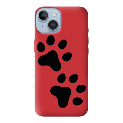 Apple iPhone 14 Plus Paws Red Colored Silicone TPU Θήκη