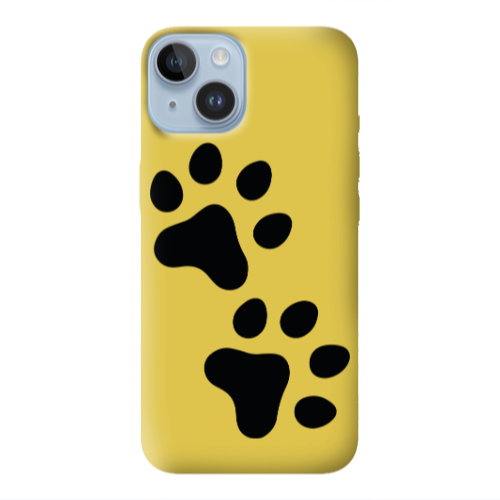 Apple iPhone 14 Plus Paws Yellow Colored Silicone TPU Θήκη