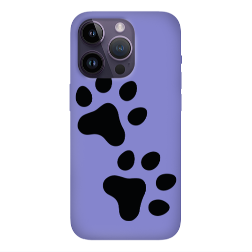 Apple iPhone 14 Pro  Paws Purple Colored Silicone TPU Θήκη