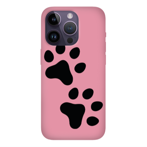 Apple iPhone 14 Pro  Paws Pink Colored Silicone TPU Θήκη