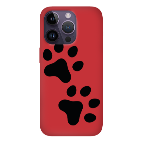 Apple iPhone 14 Pro  Paws Red Colored Silicone TPU Θήκη