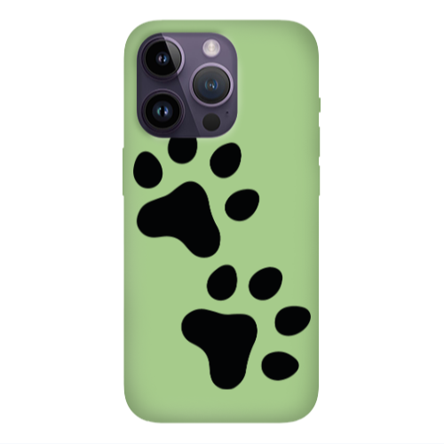 Apple iPhone 14 Pro Max Paws Light Green Colored Silicone TPU Θήκη