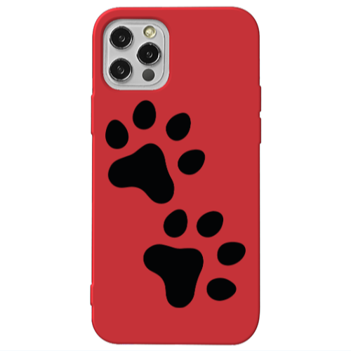 Apple iPhone 13 Pro Paws Red Colored Silicone TPU Θήκη