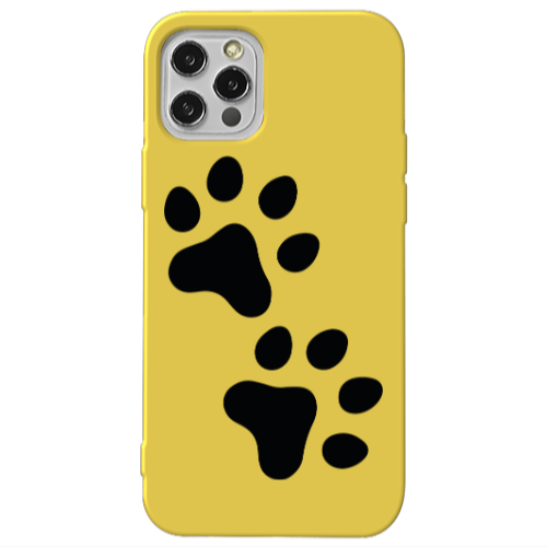 Apple iPhone 13 Pro Paws Yellow Colored Silicone TPU Θήκη