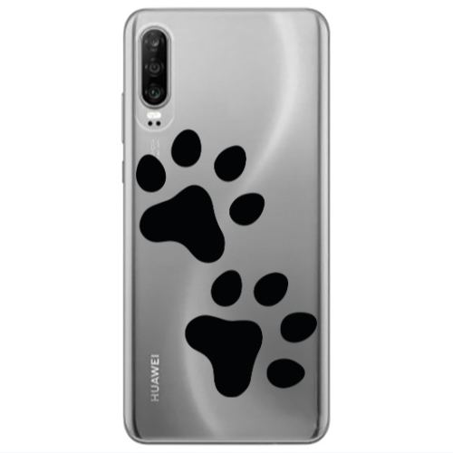 Huawei P30 Paws Transparent Silicone TPU Θήκη