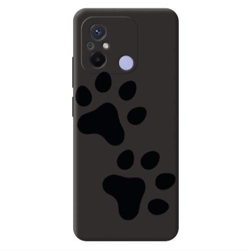 Xiaomi Redmi 12C Paws Black Colored Silicone TPU Θήκη