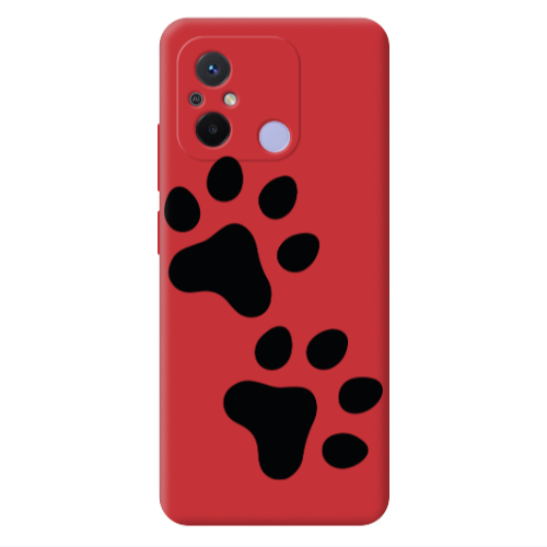 Xiaomi Redmi 12C Paws Red Colored Silicone TPU Θήκη