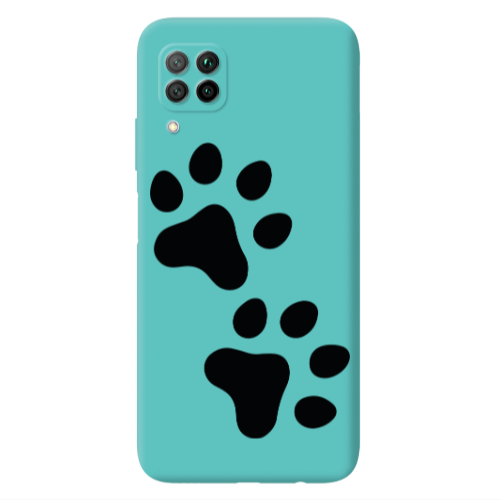 Huawei P40 Lite Paws Turquoise Colored Silicone TPU Θήκη