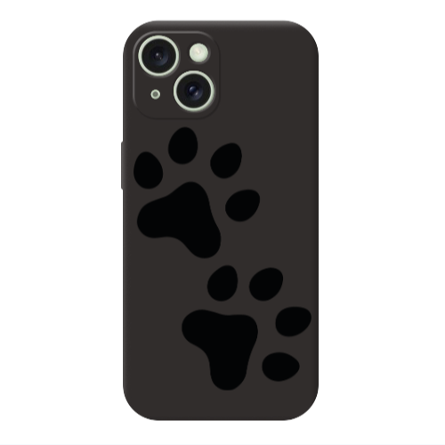 Apple iPhone 15 Paws Black Colored Silicone TPU Θήκη