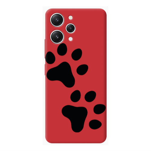 Xiaomi Redmi 12 Paws Red Colored Silicone TPU Θήκη