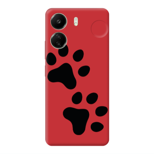 Xiaomi Redmi 13C Paws Red Colored Silicone TPU Θήκη