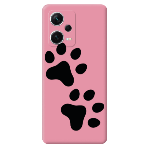 Xiaomi Poco X5 Paws Pink Colored Silicone TPU Θήκη