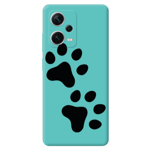 Xiaomi Poco X5 Paws Turquoise Colored Silicone TPU Θήκη